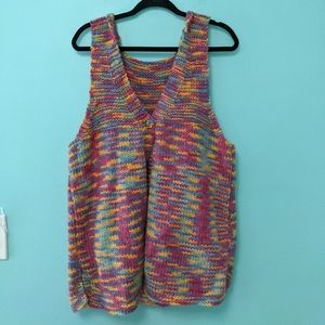 Vintage Handmade Rainbow Knit Vest Large
